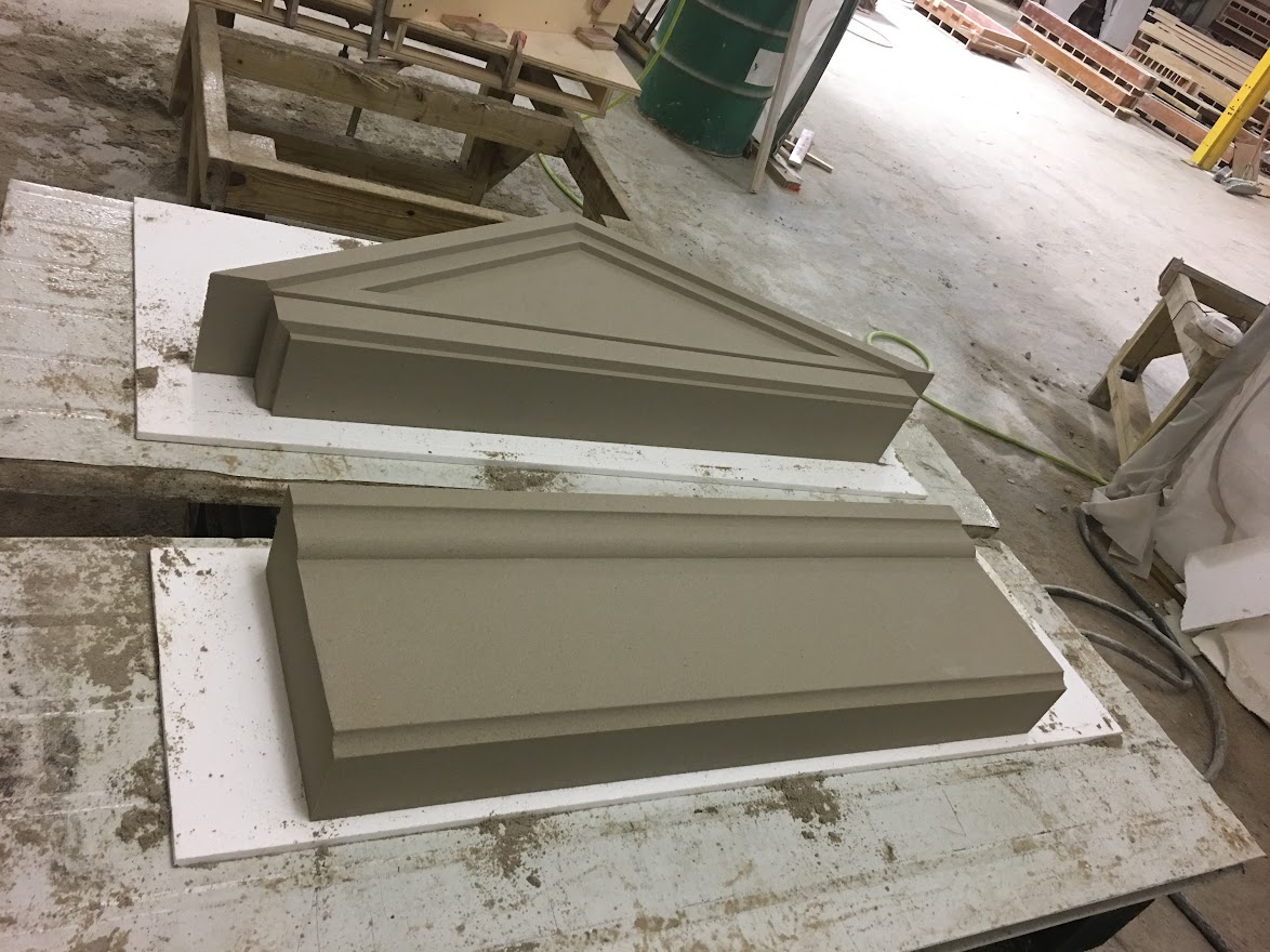 Crown molding of a classic wardrobe in process of production
